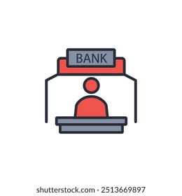 bank counter icon. vector.Editable stroke.linear style sign for use web design,logo.Symbol illustration.