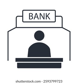 bank counter icon. vector.Editable stroke.linear style sign for use web design,logo.Symbol illustration.