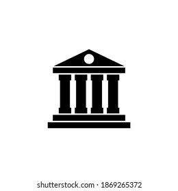 Bank or Court, Museum or Theater Building. Flat Vector Icon illustration. Simple black symbol on white background. Bank Court Museum Theater Library sign design template for web and mobile UI element