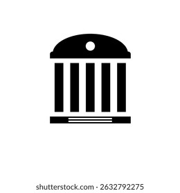 Bank or Court, Museum or Theater Building Solid Flat Vector Icon Isolated on White Background.