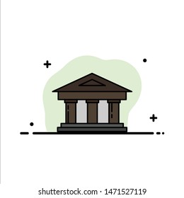 Bank, Courthouse, Finance, Finance, Building  Business Flat Line Filled Icon Vector Banner Template