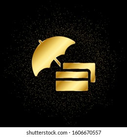Bank, credit, card gold, icon. Vector illustration of golden particle background