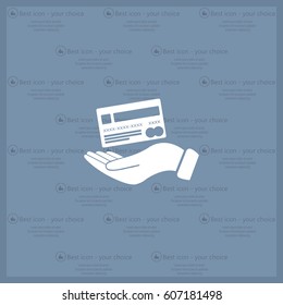 Bank credit card with hand, vector illustration. Flat design style