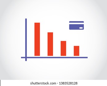 Bank Credit Card Interest Rate Pay Bills Sales Profit User Account Decrease Graph Bar