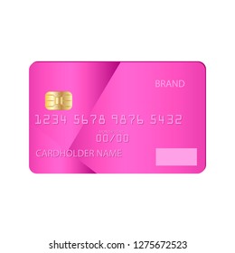 Bank Credit Card Mockup Template. Flat Design Illustration. Identity Payment Technology for Shopping, Business, Online Exchange. Realistic Color Debit Blank with Number Isolated on Background.