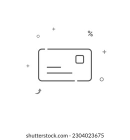 Bank credit card simple vector line icon. Symbol, pictogram, sign isolated on white background. Editable stroke. Adjust line weight.