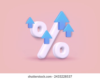 Bank credit concept. Percent, good interest rate, interest-free. Finance management. 3D Web Vector Illustrations.