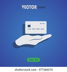 Bank credit with hand vector icon