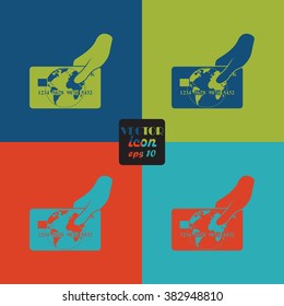 Bank credit with hand vector icon
