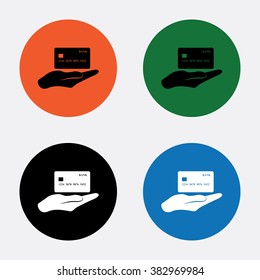Bank credit with hand vector icon
