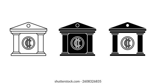 Bank crypto icon with sleek, modern design. Ideal for digital finance, blockchain platforms, and fintech apps. High-quality vector, fully editable and perfect for professional projects.