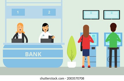 Vektorgrafik des Kunden und des Personals der Bank für Kunden