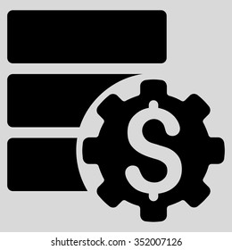 Bank Database Options vector icon. Style is flat symbol, black color, rounded angles, light gray background.