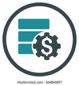Bank Database Options vector icon. Style is bicolor flat circled symbol, soft blue colors, rounded angles, white background.
