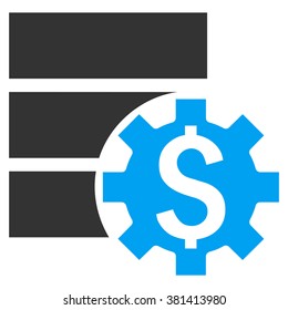 Bank Database Options vector icon. Style is bicolor flat symbol, blue and gray colors, white background.