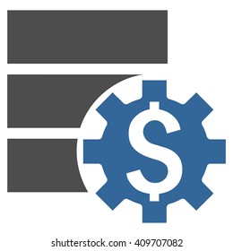 Bank Database Options vector icon. Style is bicolor flat symbol, cobalt and gray colors, white background.