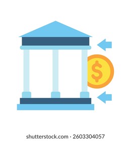Bank Deposit flat color icon, mini illustration. use for economy, business, finance, ecommerce, payment service UI, UX kit, app and web development, digital or print.