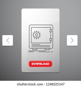 Bank, deposit, safe, safety, strongbox Line Icon in Carousal Pagination Slider Design & Red Download Button