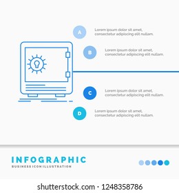 Bank, deposit, safe, safety, strongbox Infographics Template for Website and Presentation. Line Blue icon infographic style vector illustration