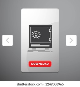 Bank, deposit, safe, safety, strongbox Glyph Icon in Carousal Pagination Slider Design and Red Download Button