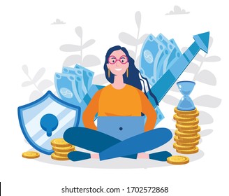 Bank Deposit. Vector illustration for web banner, infographics, mobile. 