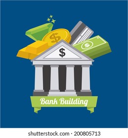 Bank design over blue background, vector illustration