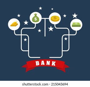 Bank design over  blue  background, vector illustration