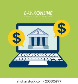 Bank design over green background, vector illustration