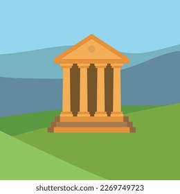 Bank design over landscape background, vector illustration.