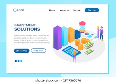 Bank development economics strategy. Commerce solutions for investments, analysis concept. Analysis of sales, statistic grow data, accounting infographic. Economic deposits flat isometric illustration