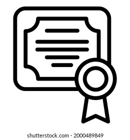 Icono de diploma bancario. Símbolo del vector del diploma del banco de esquema para diseño web aislado en fondo blanco