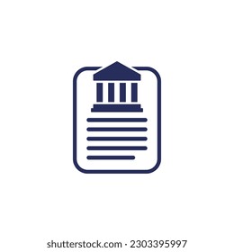 Bank document icon on white