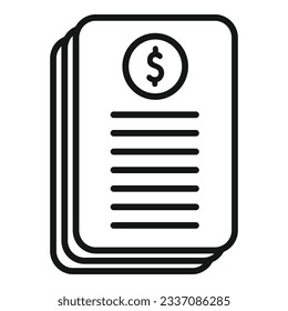 Konturvektor für das Bankdokument. Geldfinanzierung. Münzreserve
