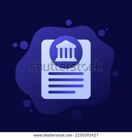 Bank document icon, vector design