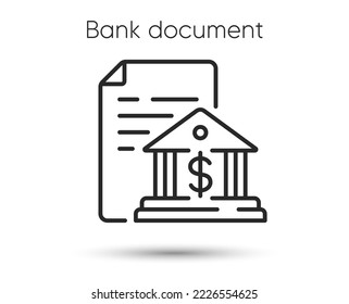 Bank document line icon. Government decree sign. Loan agreement symbol. Illustration for web and mobile app. Line style bank decree icon. Editable stroke credit document. Vector