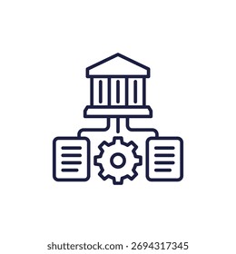 Bank document management icon, line design on white