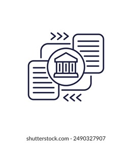 bank document management line icon on white