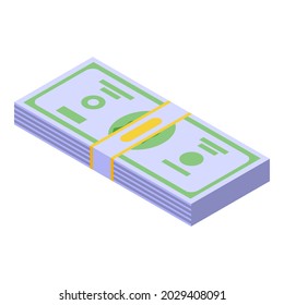 Bank dollar cash icon isometric vector. Money pile. Pay stack
