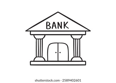 bank doodle hand drawn icon. Outline drawing line clipart symbol. Vector illustration