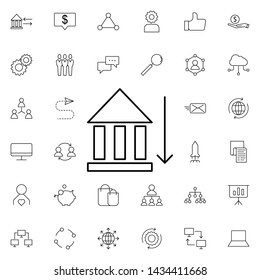 Bank down arrow icon. Universal set of business for website design and development, app development