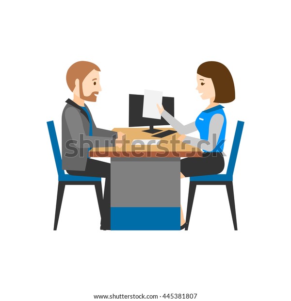 Bank Employee Advises Client Man Woman Stock Vector Royalty Free