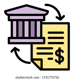 Bank Expense Report Icon. Outline Bank Expense Report Vector Icon For Web Design Isolated On White Background