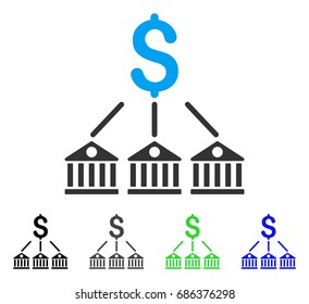 Bank Expenses flat vector icon. Colored bank expenses gray, black, blue, green pictogram variants. Flat icon style for application design.
