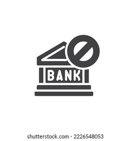 Bankfehler, Vektorsymbol. volles Flachzeichen für mobiles Konzept und Webdesign. Fehlgeschlagenes Symbol für die Bankglyph. Konkurssymbol, Logo-Abbildung. Vektorgrafik