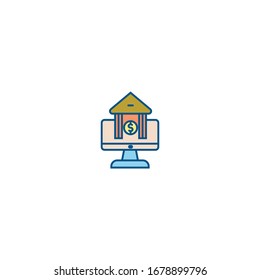 Bank filled outline icon vector