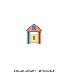 Vector de icono de esquema rellenado por el banco