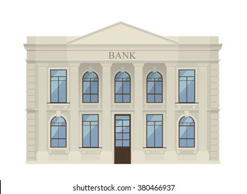 Bank finance building illustration icon isolated on the white background. Banking finance building.