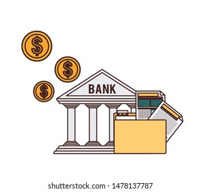 bank finance building in white background