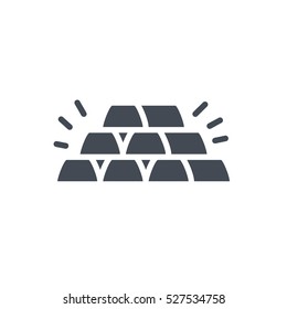 Bank Finance Business SOlid Glyph Vector Icon Illustration Gold Silver bar silhouette