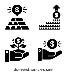 Bank & Finance Icons Set = gold, growth, profit, payment. Perfect for website mobile app, presentation, illustration and any other projects.